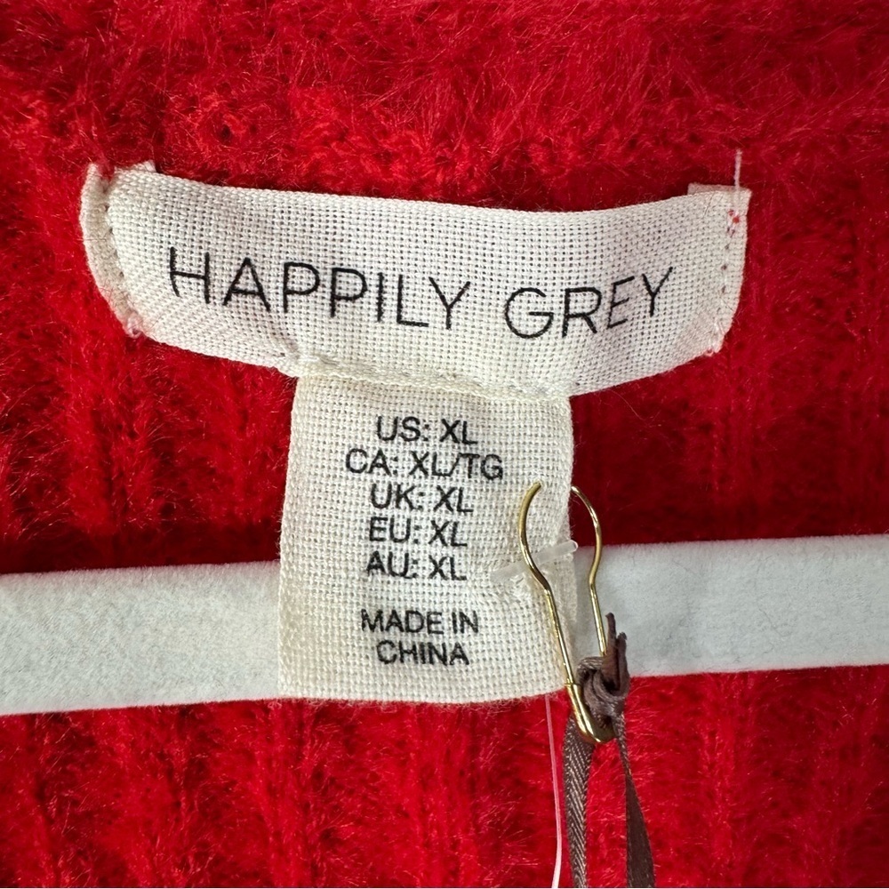 Happily Grey soft red cardigan sweater rhinestone buttons NWT - Picture 5 of 7